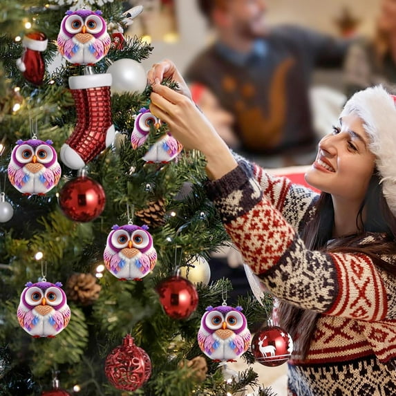 Anhility Owl Hanging Accessories Ornaments Cute Rearview Mirror Trendy Decor, A Gift for Owl Lovers Car Hanging, 3.14"