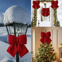 Anhility Red Velvet Wreath Bows, Christmas Bows Xmas Decorative Ties, Bow Ornaments Wreaths Twist-Tie Bows for Gift-Wrapping, Festive Winter Decor, Home Party (L, 12.99×11.42in)