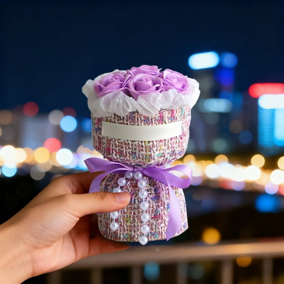 Anhility Rose Flowers Gifts for Her, Artificial Rose Flowers Bouquet Valentine's Gifts for Women, Mini Roses Bouquet for Grandma Wife Anniversary Valentine's Day Mother's Day (Purple)