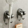thumbnail image 1 of Anhility Suction Cup Hooks for Shower, Bathroom, Kitchen, Practical Hangers for Robe, Loofah, Towel, Utensils, Movable Adjustable Wall Hooks for Tile, Glass, Mirror (Black), 1 of 6
