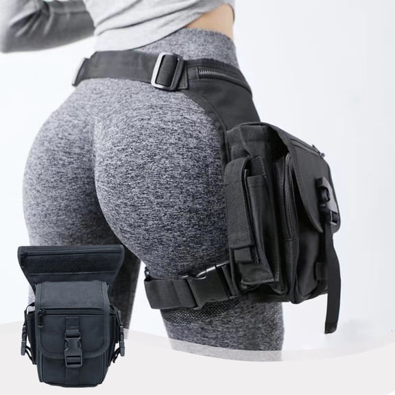 Anhility Thigh Leg Bag for Women and Men, Portable Large Capacity Solid Color Multifunctional Water Proof Stable Breathable Thigh Leg Purse for Daily Outdoor Work Gym, Black
