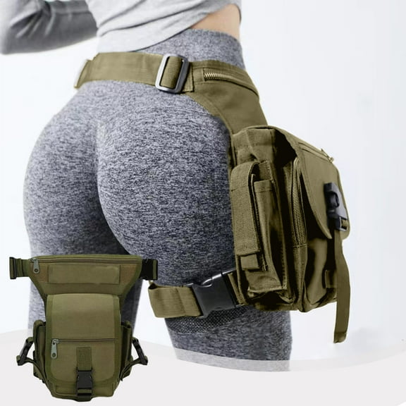 Anhility Thigh Leg Bag for Women and Men, Portable Large Capacity Solid Color Multifunctional Water Proof Stable Breathable Thigh Leg Purse for Daily Outdoor Work Gym, Army Green