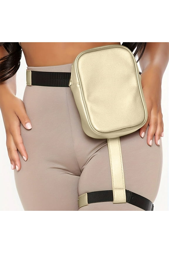 Thigh Leg Bag for Women and Men, Portable Large Capacity Solid Color Multifunctional Water Proof Stable Breathable Thigh Leg Purse for Daily Outdoor Work Gym, Gold