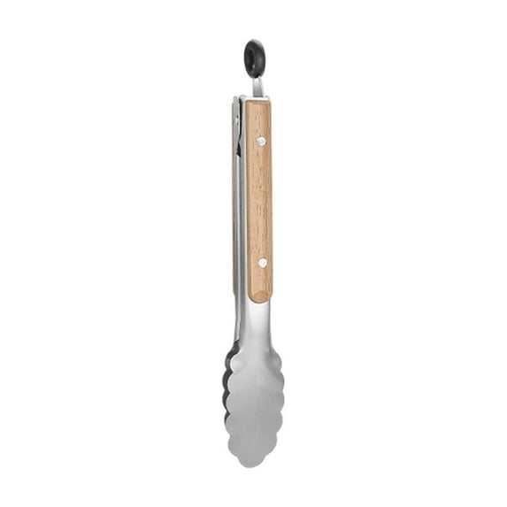 Anhility Tongs for Cooking, Stainless Steel Wooden Handle Food Tongs, Heat-Resistant and Practical, Resuable Tongs for Cooking, Grilling, and Serving, 10.7x1.57in
