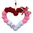 thumbnail image 1 of Anhility Valentine's Day Felt Pom Pom Wreath, Valentine's Day Front Door Wreath Felt Heart Ball Wreath for Front Door Indoor Outdoor House Wall Xmas Holiday Party Decor (9.45"x11.02"), 1 of 6