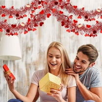 Anhility Valentine's Day Heart Tinsel Garland, Shiny Hanging Garland Ornaments for Indoor Outdoor Home Wedding Valentines Party Decorations (196.8")