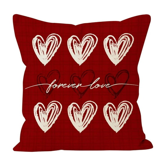Anhility Valentine's Day Love Heart Throw Pillow, 18" x 18" Red Soft Plush Comfortable Anniversary Wedding Cushion Case Decoration for Sofa Couch