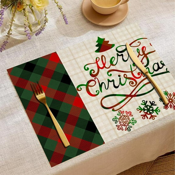 Anhility Winter Christmas Tree Placemats Christmas Thick Soft and Shrink-proof Table Mats for Home Washable Placemats Decoration for Kitchen Dining Room Party Kitchen Dining, 13"x17.71"