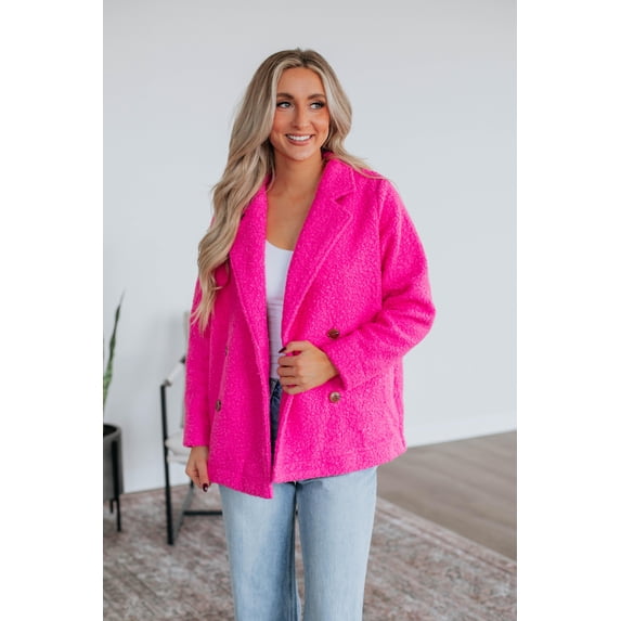 Ania Teddy Coat - Fuchsia