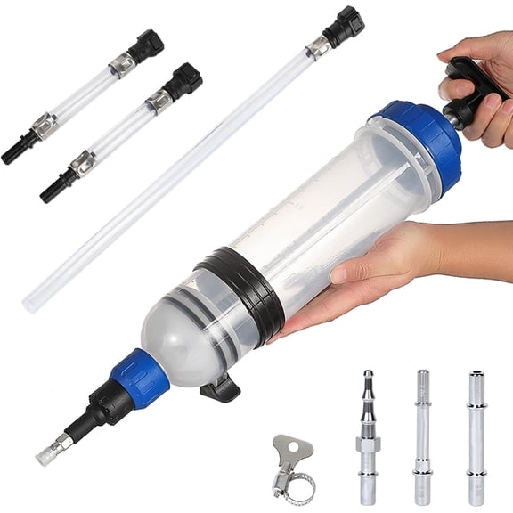 Aniceparthy 1500ML Automotive Fluid Extractor Pump,Brake Oil Injector,Manual Oil Change Syringe,Oil Syringe with Hose & Extension Tubes and Connector for Easy Oil Change,Blue