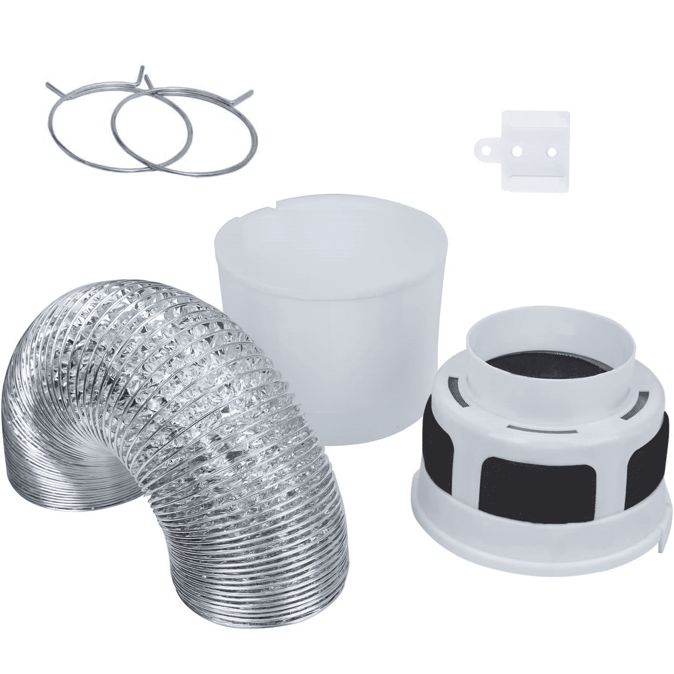 Aniceparthy 3 in 1 Indoor Dryer Vent Kit Lint Trap Bucket Dryer Vent,for Electric Dryer with 4-Inch by 5-Feet Proflex Duct (Silver)