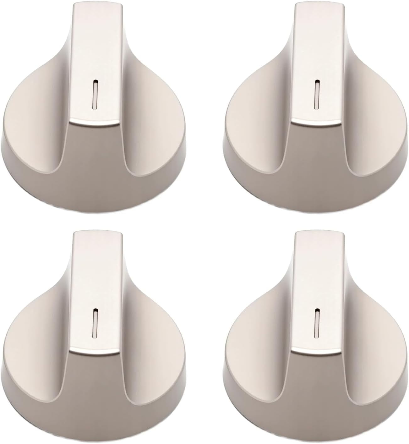 Aniceparthy 4PCS W11517331 W11117415 Stove Knobs Replacement for Whirlpool Gas Range, Fits WEC310S0LS1 WEE515S0LZ1 WEE745H0FS0, Metal Base & Insulated, Replaces W10850027,Silver