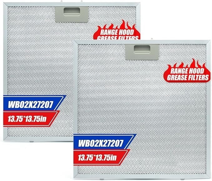 Aniceparthy New 2PCS WB02X27207 Range Hood Grease Filters,Vent Hood Grease Filter Compatible with GE Extractor Hood JVX5300BJ1TS JVX5300DJ1BB JVX5300DJ1WW Replace 4463981 AP6039217 PS11771771