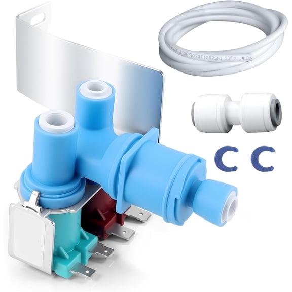 Aniceparthy W10408179 Refrigerator Water Inlet Valve fit for Whirlpool, Maytag, KitchenAid, Amana, Magic Chef, Admiral, Norge, Roper replace W10179146 4389177 W10445780 (with Tubing Connector)