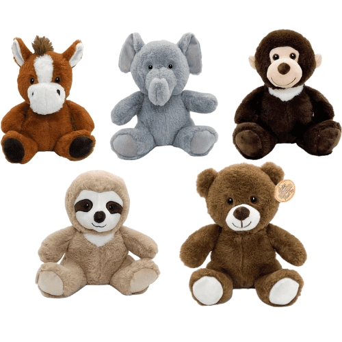 Anico 10" Collection Bundle with Embroidered Eyes Bear, Horse, Sloth, Monkey, Horse