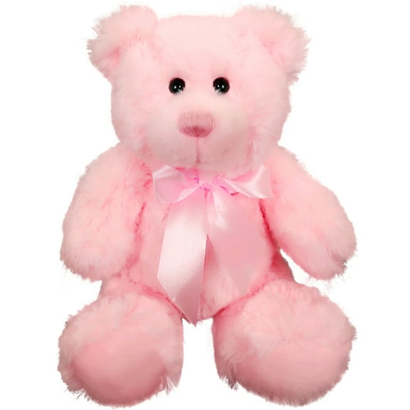 Anico Plush Teddy Bear, Stuffed Animal, Bright Pink, 8 Inches Tall