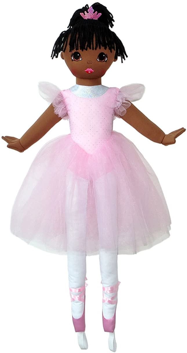 African American Clara Plush Doll in Soft Pink Satin Dress