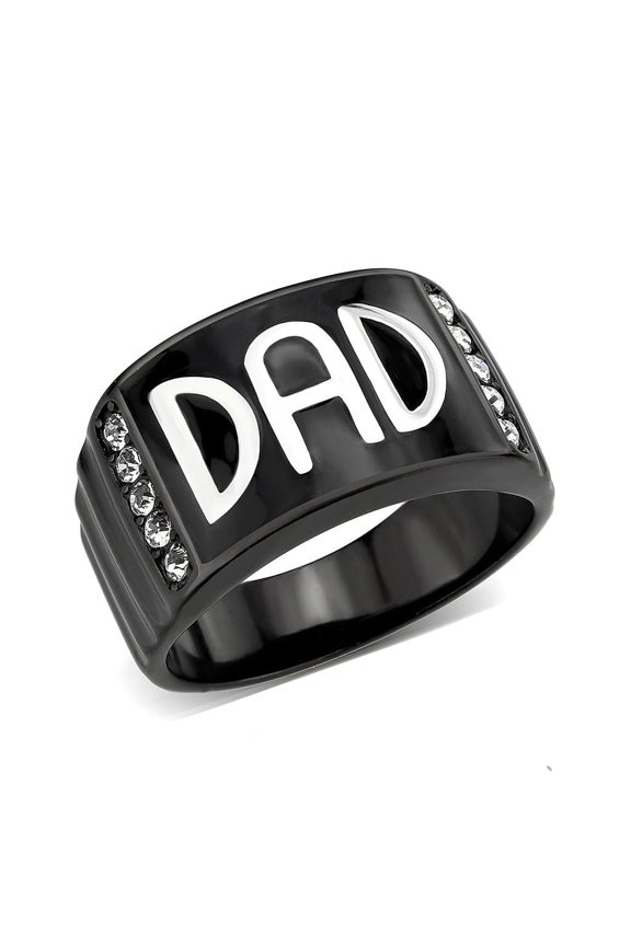 Anillo Color Negro Para Hombres de Acero Inoxidable Letras Dad