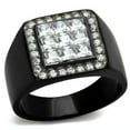 thumbnail image 1 of Anillo Color Negro Para Hombres de Acero Inoxidable Nueve Diamantes Corte Princesa, 1 of 4