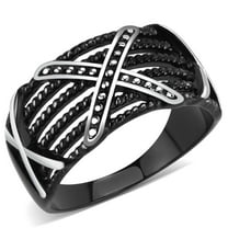 Anillo Color Negro Para Hombres de Acero Inoxidable Soga y Equis