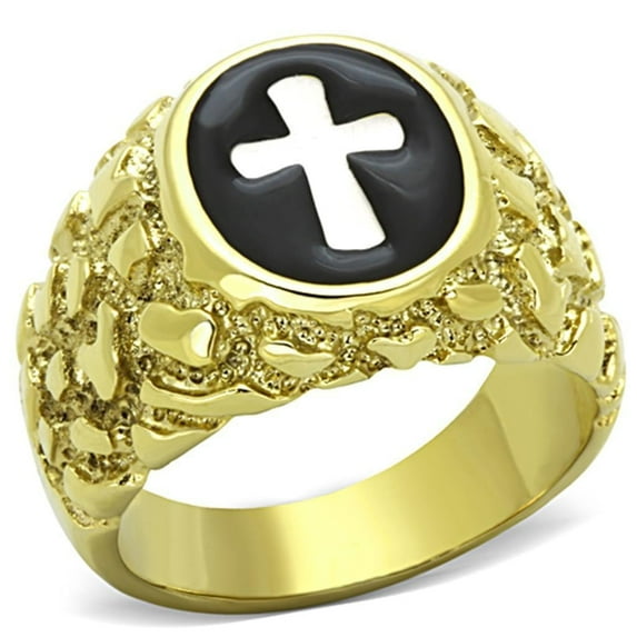 Anillo Color Oro Para Hombres de Acero Inoxidable Cruz de Mafia