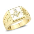 thumbnail image 1 of Anillo Color Oro Para Hombres de Acero Inoxidable Masonico en Blanco, 1 of 6