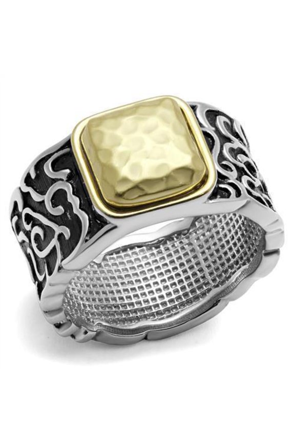 Anillo Color Oro Para Hombres de Acero Inoxidable Piedra de Oro