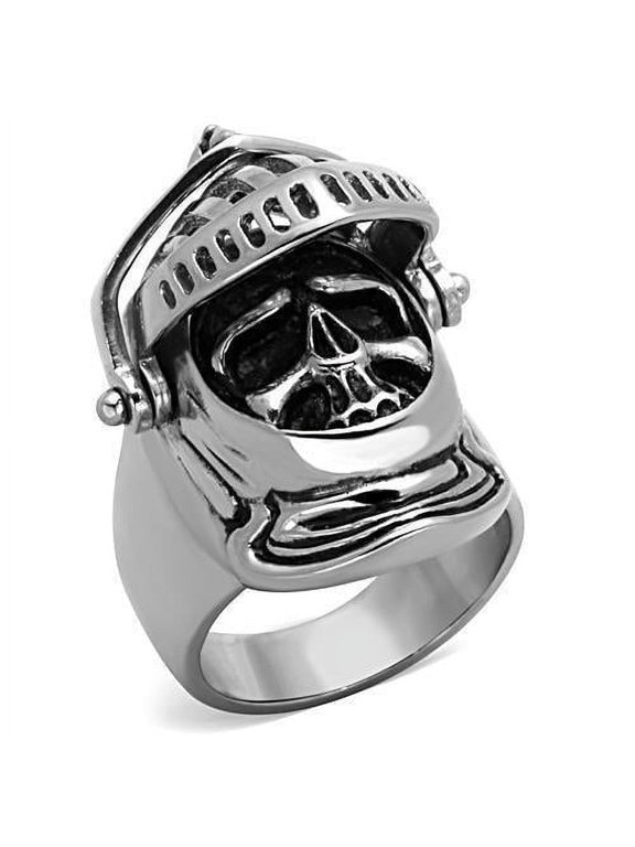 Anillo Color Plata Para Hombres de Acero Inoxidable Calavera Medieval