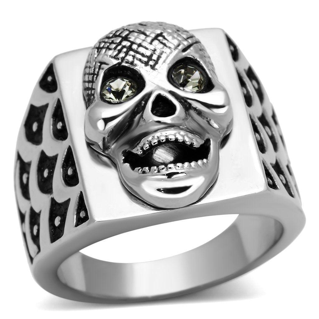 Anillo Color Plata Para Hombres y Ninos de Acero Inoxidable Calavera Plantada