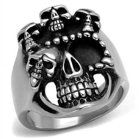 Anillo Color Plata Para Hombres de Acero Inoxidable Calavera e Hijos