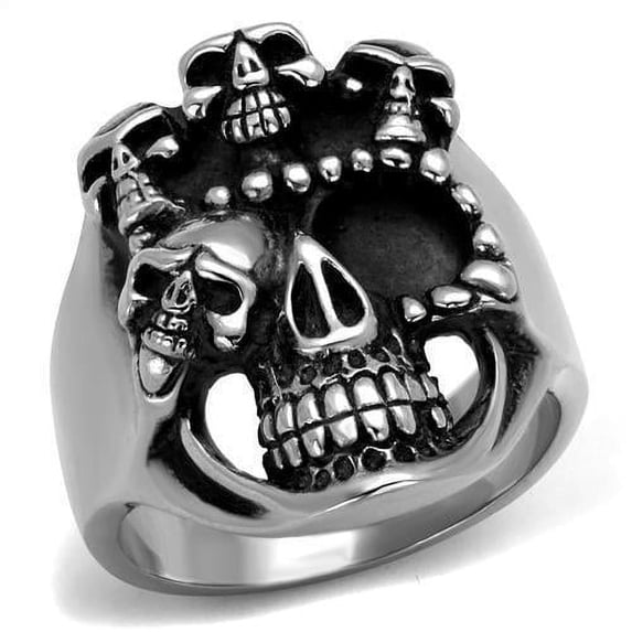 Anillo Color Plata Para Hombres de Acero Inoxidable Calavera e Hijos