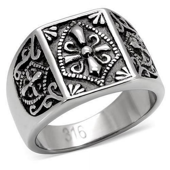 Anillo Color Plata Para Hombres de Acero Inoxidable Cruz Medieval Antigua