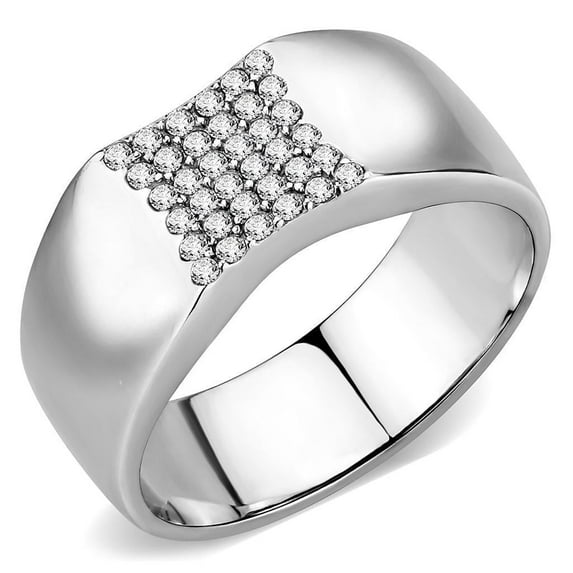 Anillo Color Plata Para Hombres de Acero Inoxidable Cuadrado Moderno