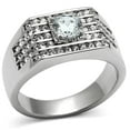 thumbnail image 1 of Anillo Color Plata Para Hombres de Acero Inoxidable Diamante Redondo en Lineas, 1 of 4