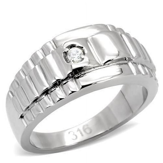 Anillo Color Plata Para Hombres de Acero Inoxidable Escalones Simple