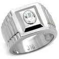 thumbnail image 1 of Anillo Color Plata Para Hombres de Acero Inoxidable Escalones a Diamante, 1 of 5