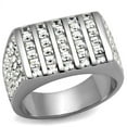 thumbnail image 1 of Anillo Color Plata Para Hombres de Acero Inoxidable Lineas De Piedra Diamante, 1 of 4