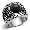 thumbnail image 1 of Anillo Color Plata Para Hombres de Acero Inoxidable Onyx Alto Redondo, 1 of 2