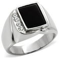 thumbnail image 1 of Anillo Color Plata Para Hombres de Acero Inoxidable Onyx Cuadrado, 1 of 5