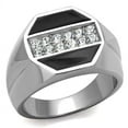 thumbnail image 1 of Anillo Color Plata Para Hombres de Acero Inoxidable Onyx Octagono Interumpido de Diamantes, 1 of 4