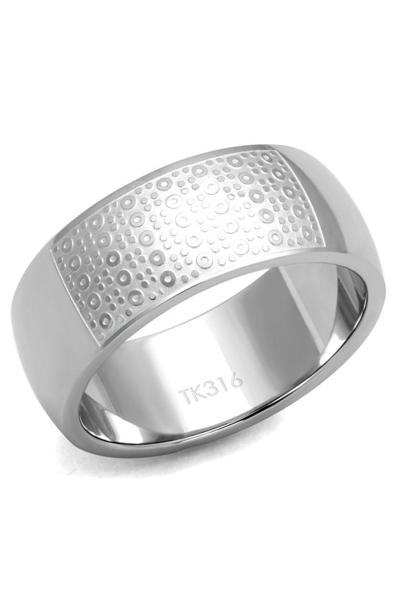 Anillo Color Plata Para Hombres de Acero Inoxidable Patrones en Pantalla