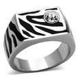 thumbnail image 1 of Anillo Color Plata Para Hombres de Acero Inoxidable Rectangular en Color Zebra, 1 of 4