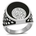 thumbnail image 1 of Anillo Color Plata Para Hombres de Acero Inoxidable Sol y Luna en Onyx, 1 of 4