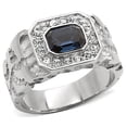 thumbnail image 1 of Anillo Color Plata Para Hombres de Acero Inoxidable Zafiro Corte Esmeralda con Pepita, 1 of 5