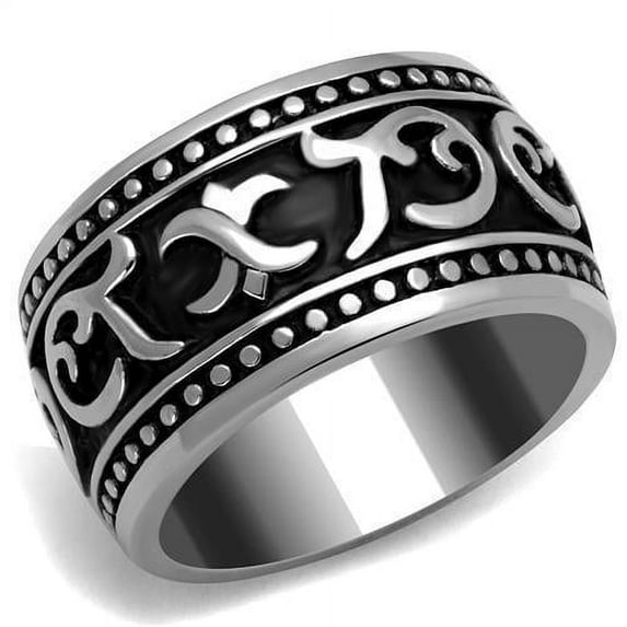 Anillo Color Plata Para Hombres de Acero Inoxidable con Patrones de Poder