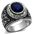 thumbnail image 1 of Anillo Color Plata Para Hombres de Acero Inoxidable de Rey Con Piedra Azul Royal, 1 of 4