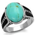thumbnail image 1 of Anillo Color Plata Para Hombres de Acero Inoxidable en Turquesa Redonda, 1 of 4