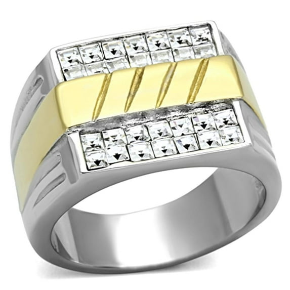 Anillo Dos Tonos Para Hombres de Acero Inoxidable Italiano