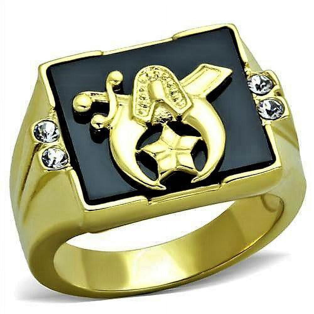Anillo Mason Ã³nix negro dorado color oro para hombre acero