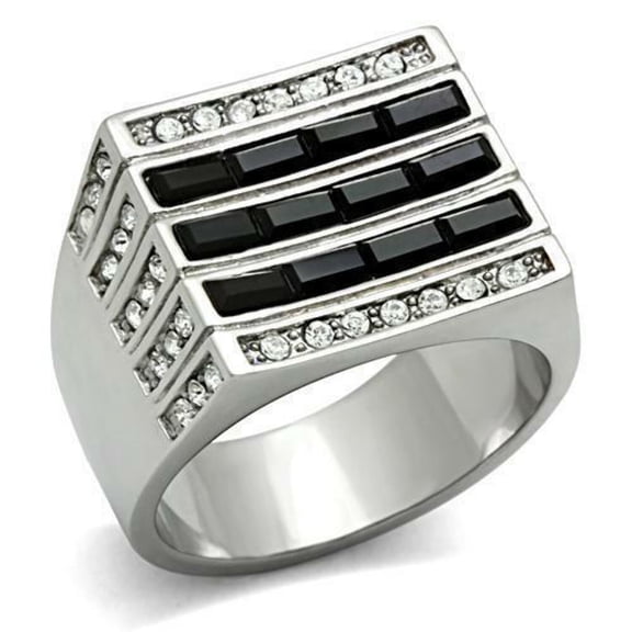 Anillo Cuadrado Piedras Color Negro Para Hombre